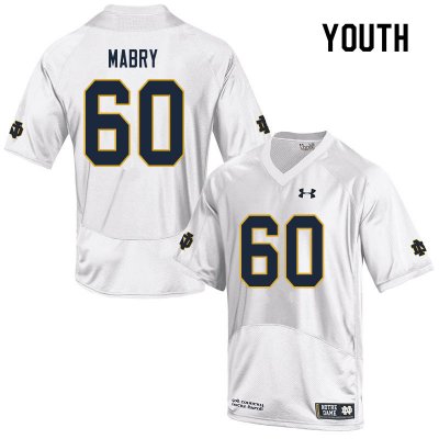 Notre Dame Fighting Irish Youth Cole Mabry #60 White Under Armour Authentic Stitched College NCAA Football Jersey LLA7899RJ
